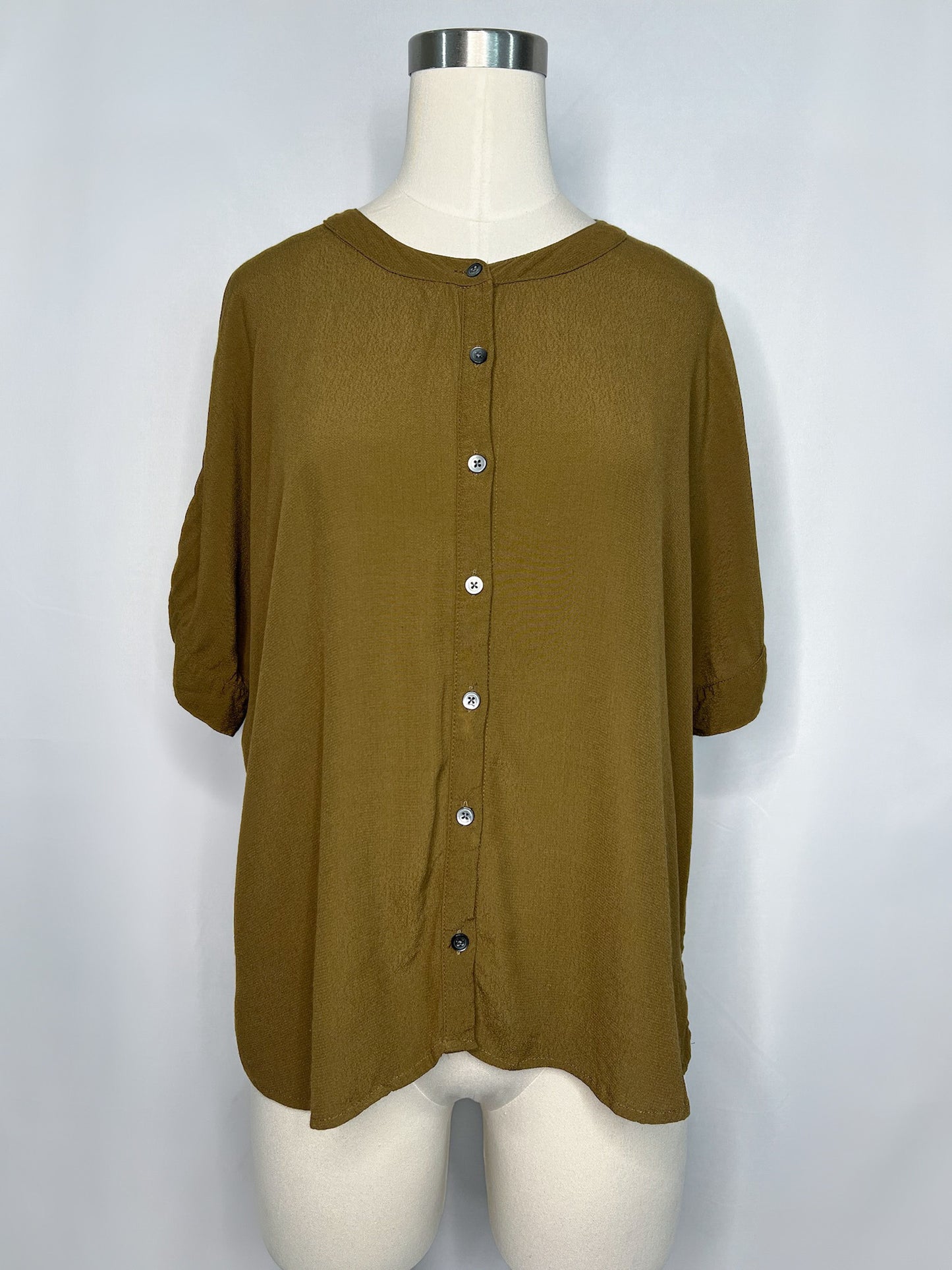 Madewell Getaway Oversized Button-Down Shirt in Olive | M