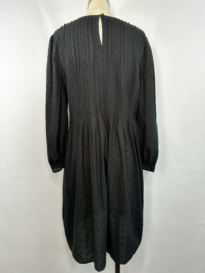 Madewell Embroidered Pintuck Mini Dress in Black | M