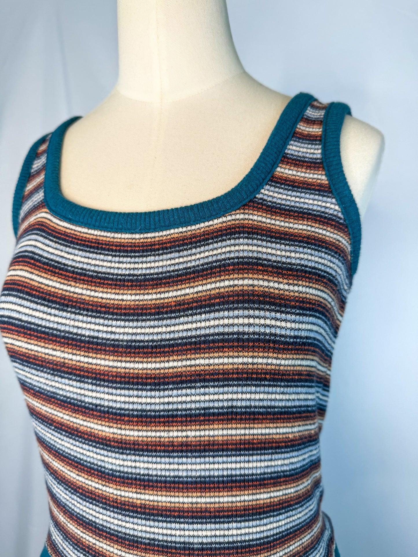 Madewell Ribbed Stripe Square Neck Tank in Multi | XS