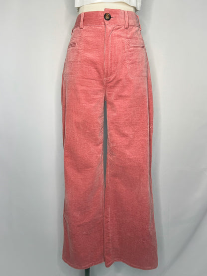 Full front view of Saint Geraldine Wide-Leg Corduroy Pant in Pink