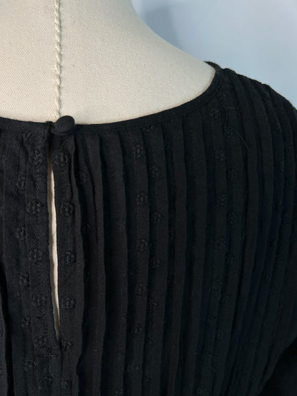 Madewell Embroidered Pintuck Mini Dress in Black | M