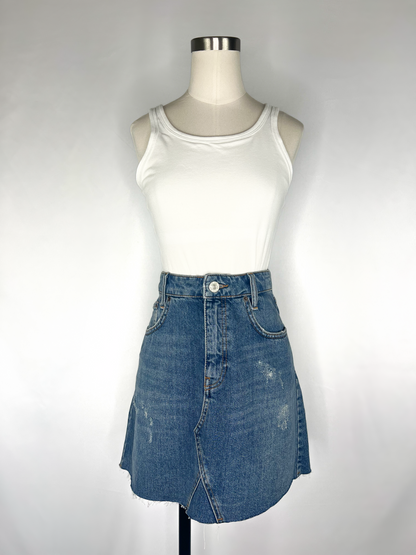 BDG Distressed Denim Mini Skirt in Medium Wash | M