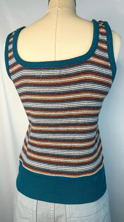 Madewell Ribbed Stripe Square Neck Tank in Multi | XS