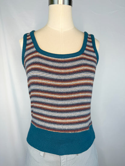 Madewell Ribbed Stripe Square Neck Tank in Multi | XS