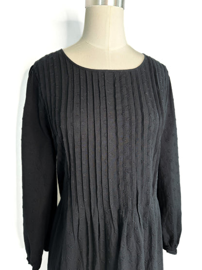 Madewell Embroidered Pintuck Mini Dress in Black | M
