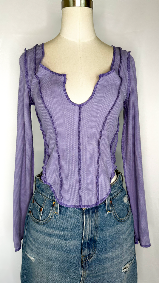 Urban Outfitters Long Sleeve Corset Style Top in Purple | M