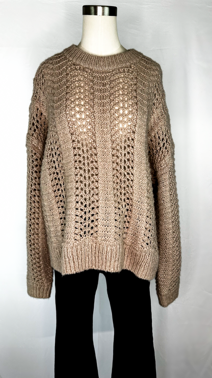 Madewell Windemere Pointelle Pullover Sweater in Bisque | XL