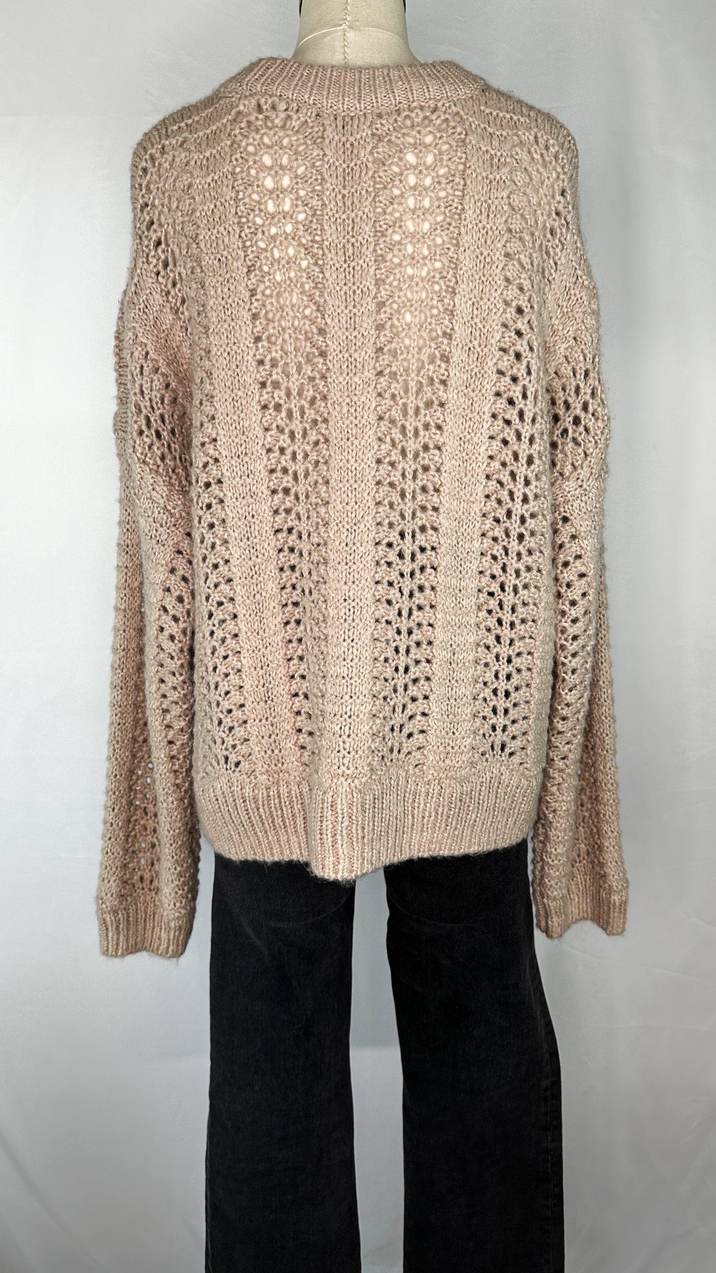 Madewell Windemere Pointelle Pullover Sweater in Bisque | XL